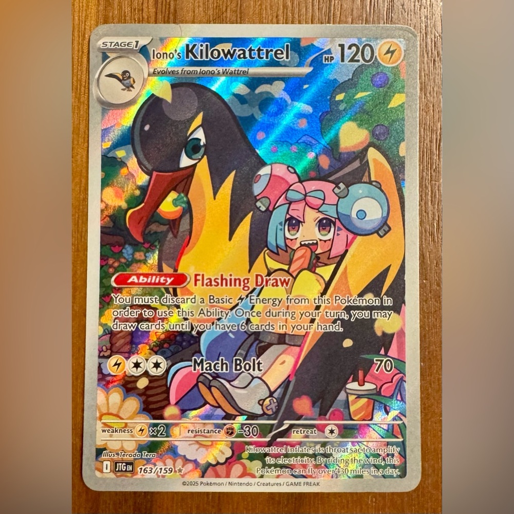 Iona's Kilowattrel Illustration Rare Full Art Holo 163/159 Journey Together Card